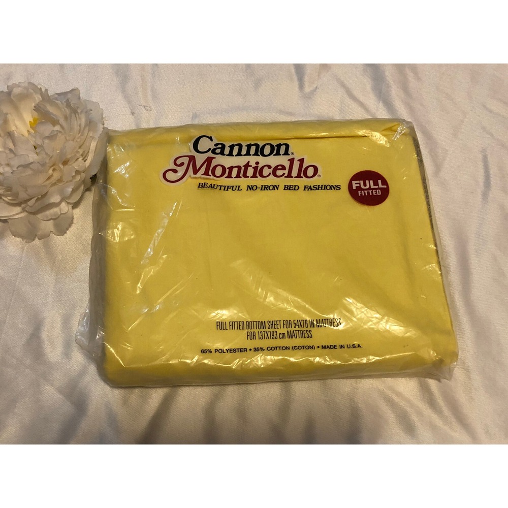 Cannon Monticello 1 Full Size Fitted Sheet yellow Cotton Blend Made In The USA